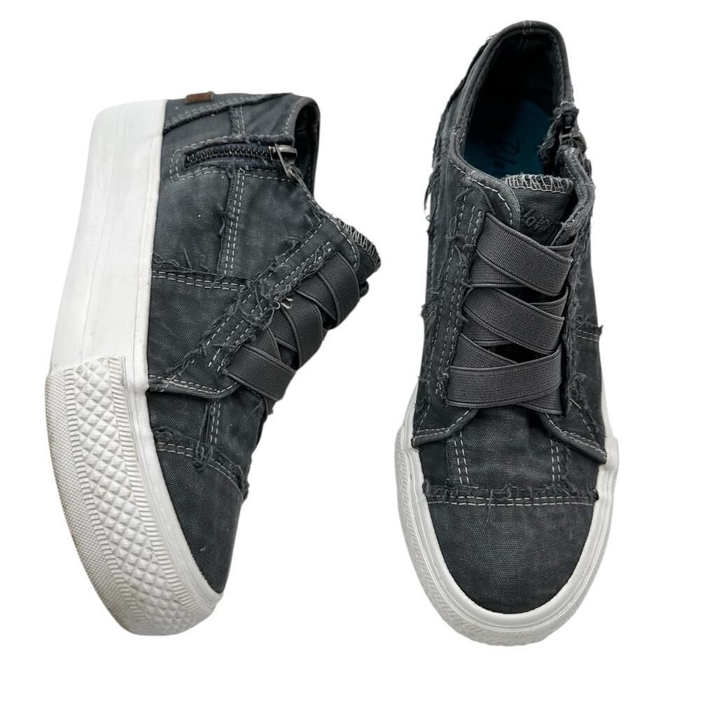Blowfish Dark Gray Mamba Wedge Slip On Canvas Sneakers Women's Size 7.5